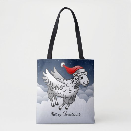 Santa's Flying Christmas Sheep Tote Bag (Voorkant)