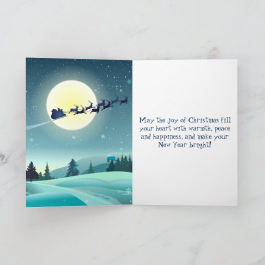 Santa's Flying Rendier Sleigh Feestdagen Kaart (Binnen)