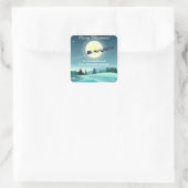 Santa's Flying Rendier Sleigh Vierkante Sticker (Tas)
