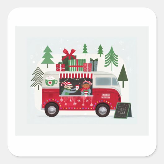 Santa's Foodtruck Collection A Vierkante Sticker (Voorkant)
