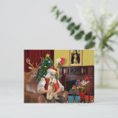 Santa's Fox Terrier Feestdagenkaart (Staand voorkant)