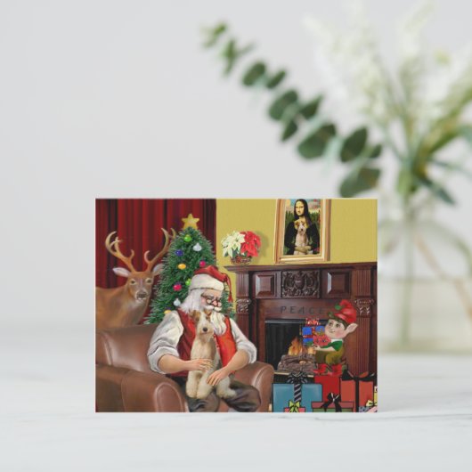 Santa's Fox Terrier Feestdagenkaart (Staand voorkant)