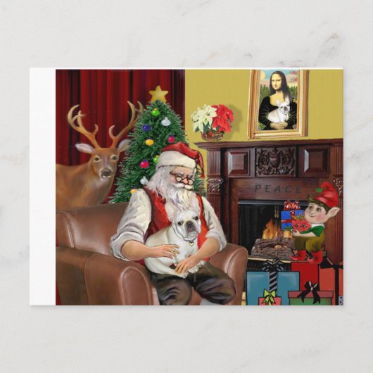 Santa's French Bulldog Feestdagenkaart (Voorkant)