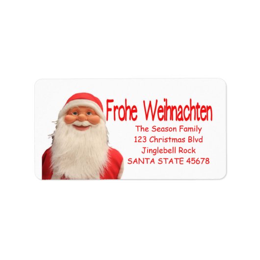 Santa's Frohe Weihnachten kerstlabel Etiket (Voorkant)