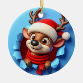 Santa's Gekke rendieren kerst Keramisch Ornament (Voorkant)