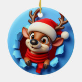 Santa's Gekke rendieren kerst Keramisch Ornament (Achterkant)