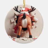 Santa's Gekke rendieren kerst Keramisch Ornament (Voorkant)