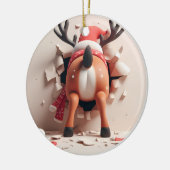 Santa's Gekke rendieren kerst Keramisch Ornament (Links)