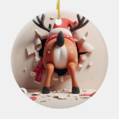 Santa's Gekke rendieren kerst Keramisch Ornament (Achterkant)