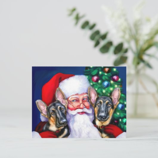 Santa's German Sheperd Dogs Feestdagenkaart (Staand voorkant)