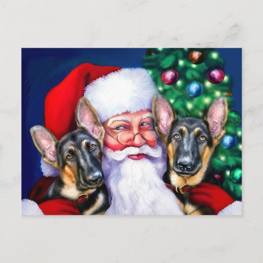 Santa's German Sheperd Dogs Feestdagenkaart (Voorkant)