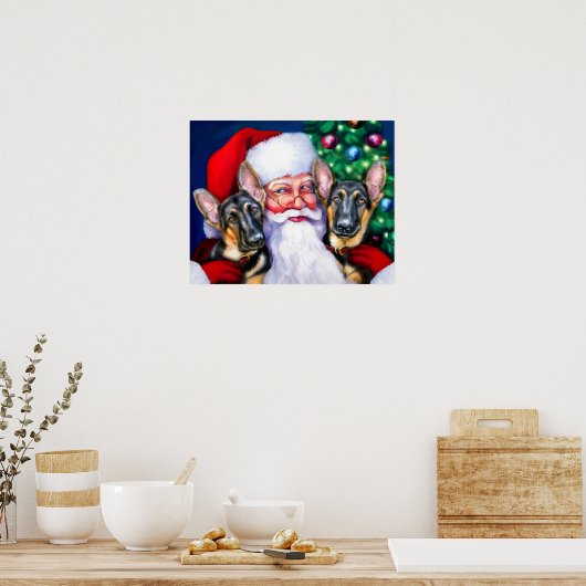 Santas German Shepherd Dogs B&T Poster (Keuken)