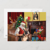 Santa's German Shepherd Feestdagenkaart (Voorkant / Achterkant)