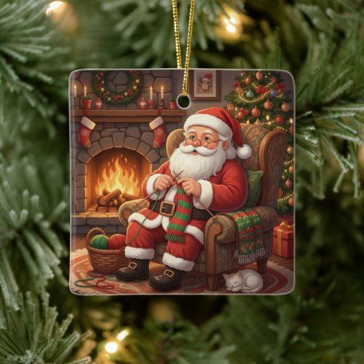 "Santa's Gezellige Breihoek" Persoonlijk Keramisch Ornament (Boom)