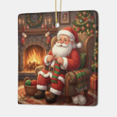 "Santa's Gezellige Breihoek" Persoonlijk Keramisch Ornament (Links)