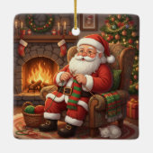 "Santa's Gezellige Breihoek" Persoonlijk Keramisch Ornament (Achterkant)