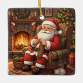 "Santa's Gezellige Breihoek" Persoonlijk Keramisch Ornament (Voorkant)