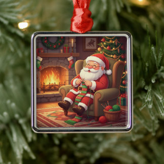 "Santa's Gezellige Breihoek" Persoonlijk Metalen Ornament