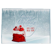 Santas Gift Bag, Icicles en Snowflakes Groot Cadeauzakje (Achterkant)