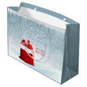 Santas Gift Bag, Icicles en Snowflakes Groot Cadeauzakje (Achterkant Gekanteld)