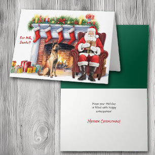 Santa's Gift Belgian Malinois Dog Holiday Kaart