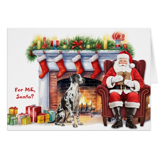 Santa's Gift Black White Great Dane Dog Christmas (Voorkant Horizontaal)