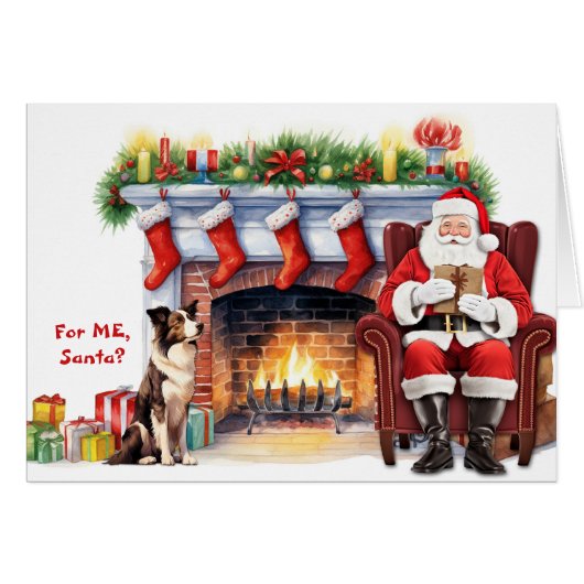 Santa's Gift Border Collie Hond Kerstmis (Voorkant Horizontaal)