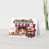 Santa's Gift Brittany Dog Holiday Kaart (Voorkant)