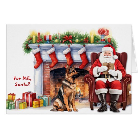 Santa's Gift Duitse Herder Hond Kerstmis (Voorkant Horizontaal)