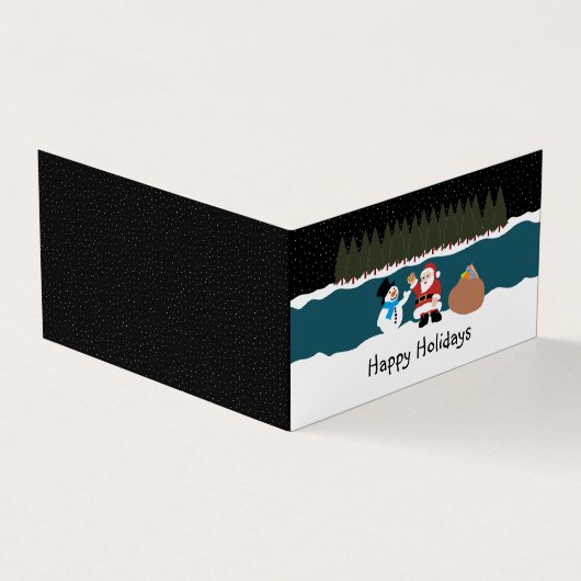 Santa's Gift, Familie Foto Kerstmis Kaart Visitekaartje (Buitenkant)