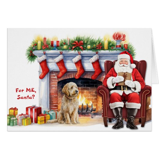 Santa's Gift Goldendoodle Hondenkerst (Voorkant Horizontaal)
