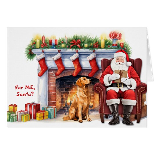 Santa's Gift Gouden Retriever Hond Kerstmis (Voorkant Horizontaal)