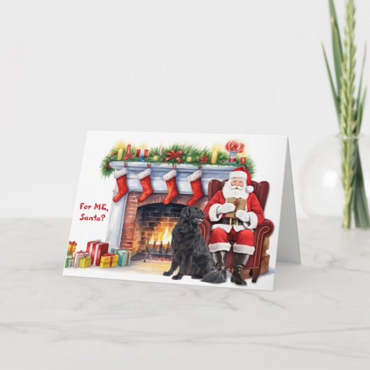 Santa's Gift Newfoundland Dog Christmas Feestdagen Kaart (Voorkant)