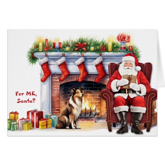 Santa's Gift Shetland Sheepdog Kerstmis (Voorkant Horizontaal)
