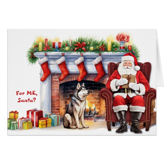 Santa's Gift Siberische Husky Hond Kerstmis (Voorkant Horizontaal)