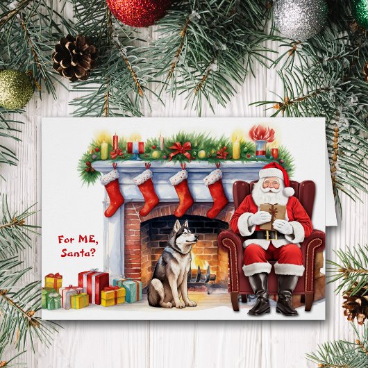 Santa's Gift Siberische Husky Hond Kerstmis