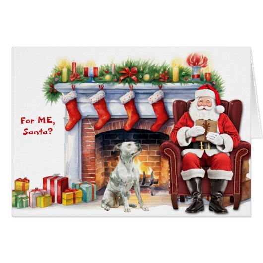 Santa's Gift White Pitbull Hondenvakantie (Voorkant Horizontaal)