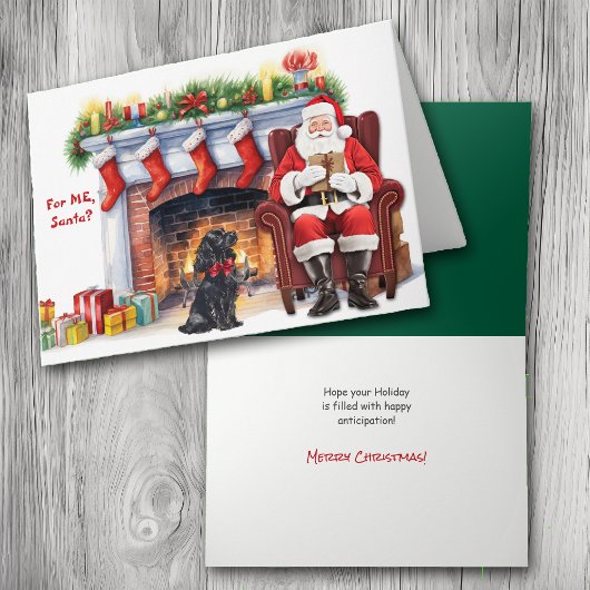 Santa's Gift Zwarte Cocker Spaniel Hond Vakantie K Feestdagen Kaart