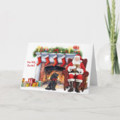 Santa's Gift Zwarte Cocker Spaniel Hond Vakantie K Feestdagen Kaart (Voorkant)