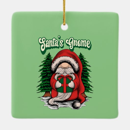 Santa's Gnome Keramisch Ornament (Achterkant)