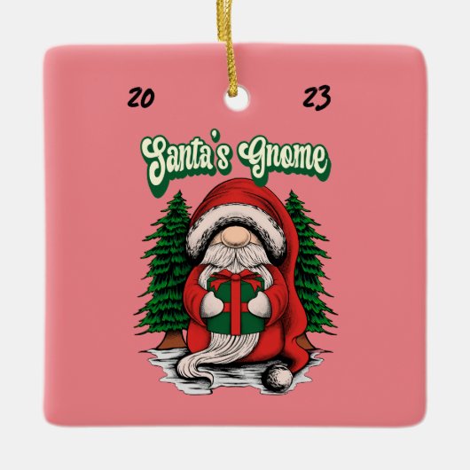 Santa's Gnome Keramisch Ornament (Voorkant)