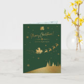 Santa's Gold Sleigh Kerstmis Kaart (Gele Bloem)