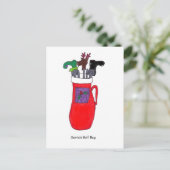 Santa's Golf Bag Humorous Christmas Post Kaart (Staand voorkant)