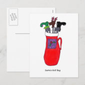 Santa's Golf Bag Humorous Christmas Post Kaart (Voorkant / Achterkant)