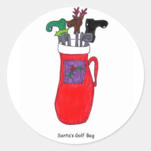 Santa's Golf Bag Ronde Sticker