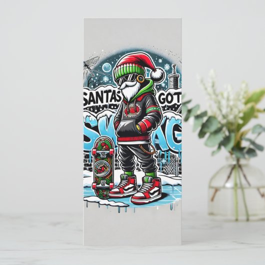 Santa's Got Swag Christmas Kaart voor jongens (Staand voorkant)