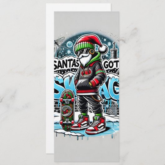 Santa's Got Swag Christmas Kaart voor jongens (Voorkant / Achterkant)