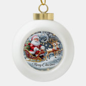 Santa's Grand Sleigh Ride" - Klassieke Kerst Keramische Bal Ornament (Voorkant)