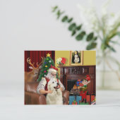 Santa's Great Pyreneeën Feestdagenkaart (Staand voorkant)