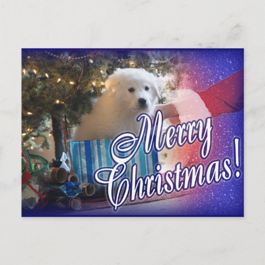 SANTA'S GREAT PYRENEES CHRISTMAS PUPPY GIFT FEESTDAGENKAART (Voorkant)